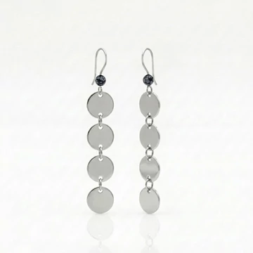 Hópehely obszidián hosszú korong fülbevaló 