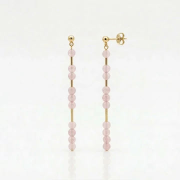 Line rózsakvarc hosszú fülbevaló
