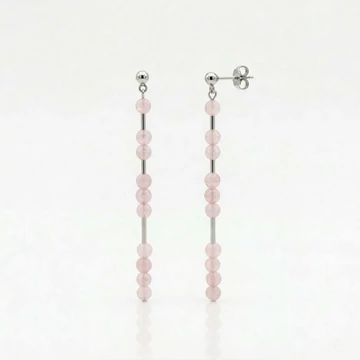 Line rózsakvarc hosszú fülbevaló