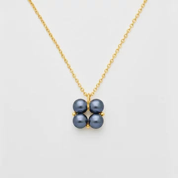 Quartet Pearl - Fekete tenyésztett gyöngy nyaklánc, arany színű