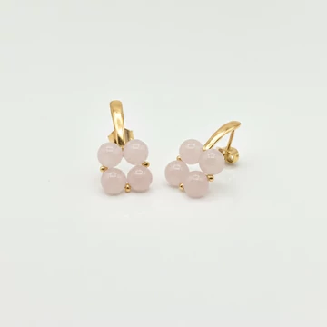 Quartet - Rózsakvarc fülbevaló, arany színű
