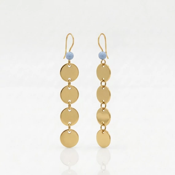 Angelit hosszú korong fülbevaló 