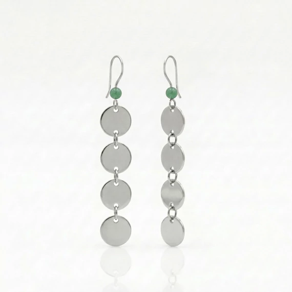 Aventurin hosszú korong fülbevaló 