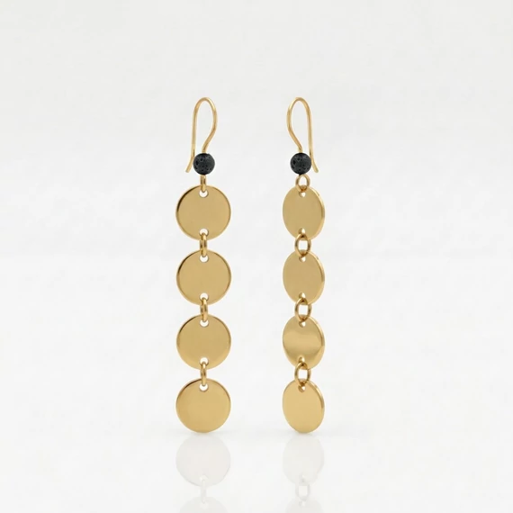 Lávakő hosszú korong fülbevaló 