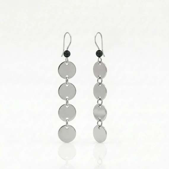 Lávakő hosszú korong fülbevaló 