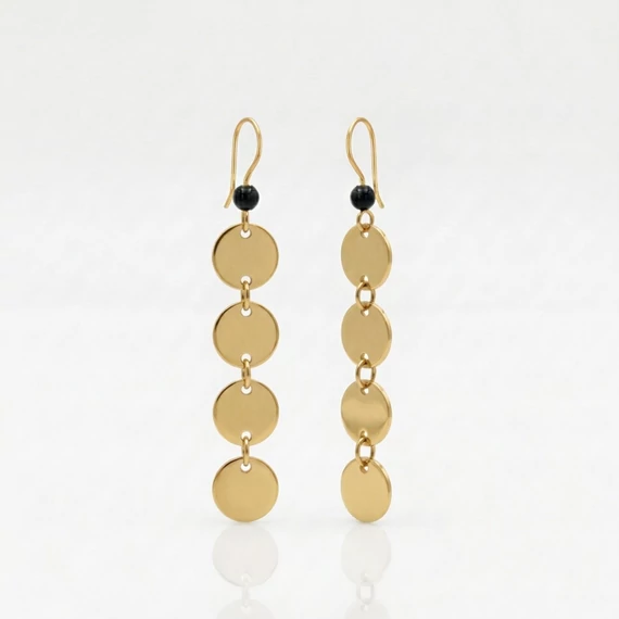 Ónix hosszú korong fülbevaló 