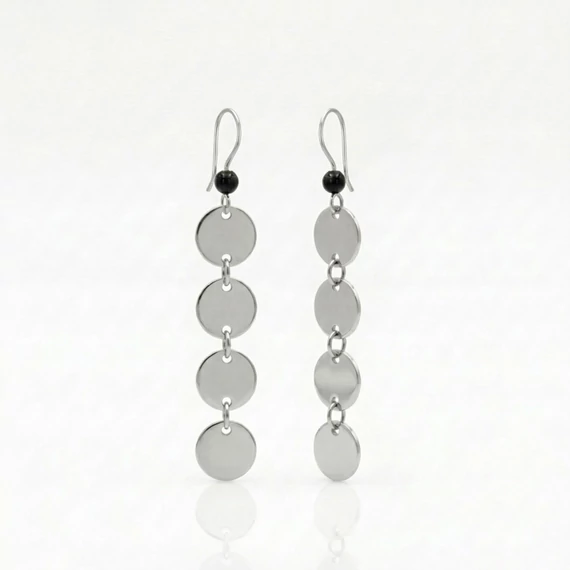 Ónix hosszú korong fülbevaló 