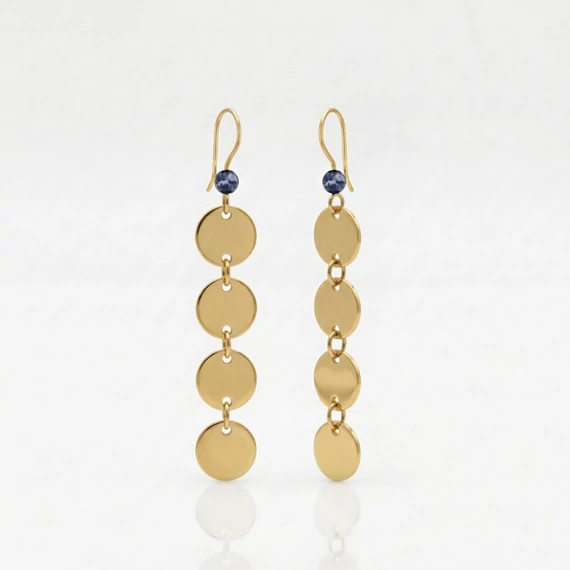 Szodalit hosszú korong fülbevaló 