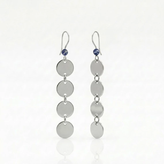 Szodalit hosszú korong fülbevaló 