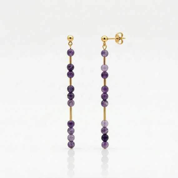 Line ametiszt hosszú fülbevaló