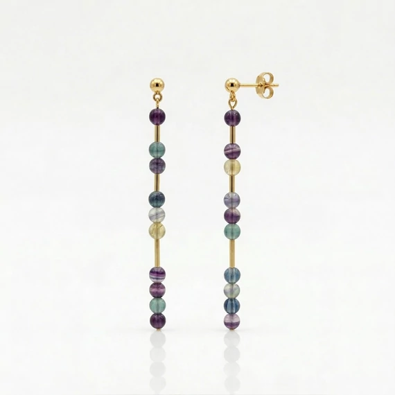 Line fluorit hosszú fülbevaló