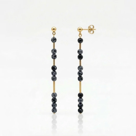 Line hópehely obszidián hosszú fülbevaló