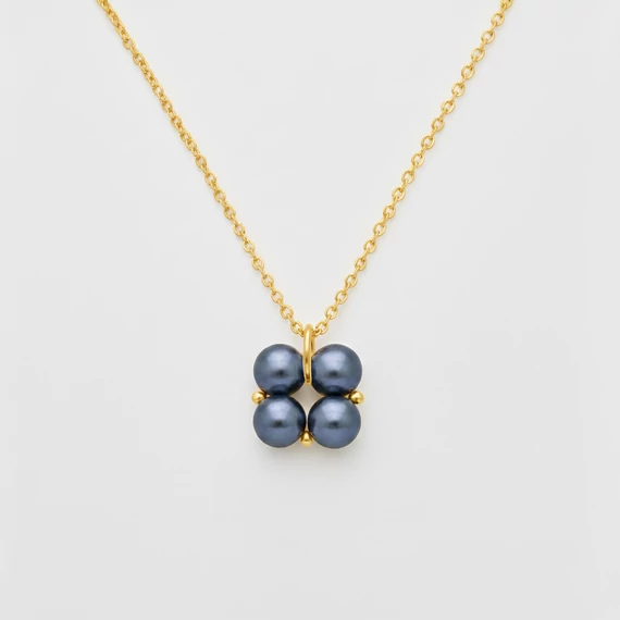 Quartet Pearl - Fekete tenyésztett gyöngy nyaklánc, arany színű