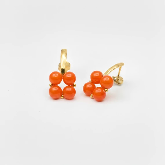 Quartet - Jáde fülbevaló, arany színű