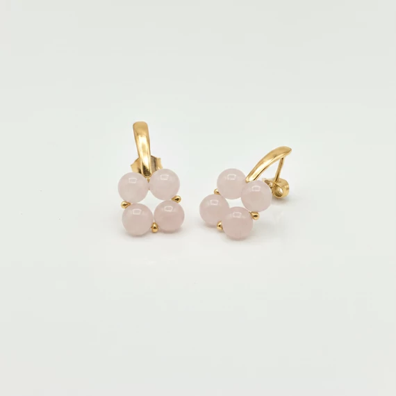 Quartet - Rózsakvarc fülbevaló, arany színű