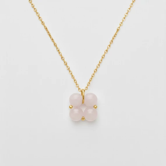 Quartet - Rózsakvarc nyaklánc, arany színű